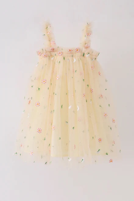 Yellow Embroidery Tulle Dress