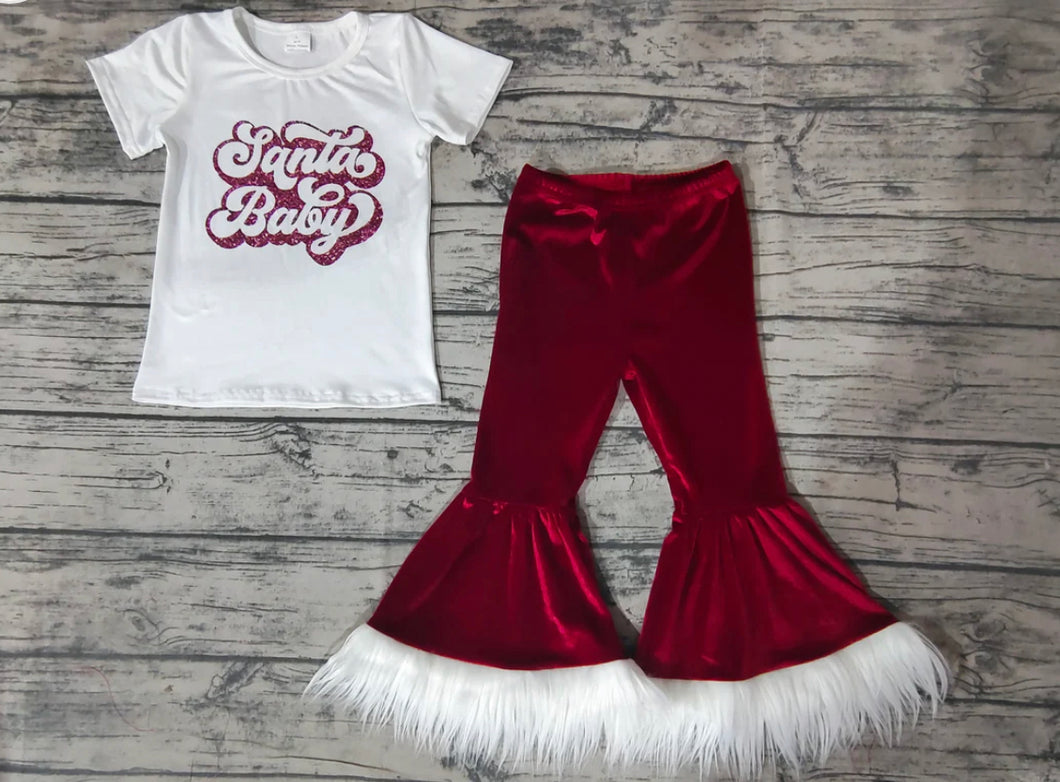 Santa Baby Velvet Flares Set