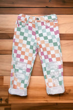 Load image into Gallery viewer, Multicolor Checker Distressed Denim Pants
