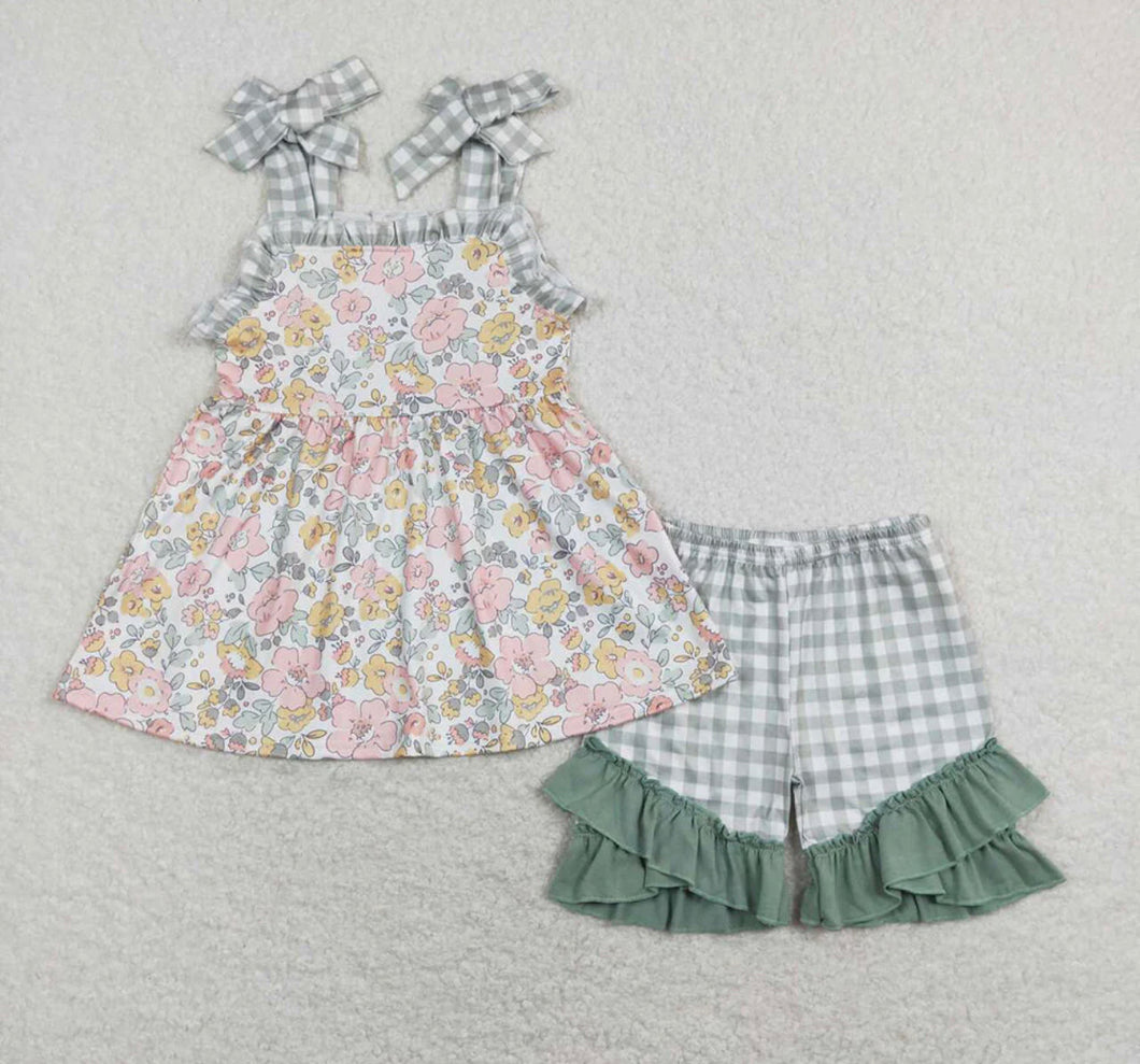 Sage Flower Shorts set