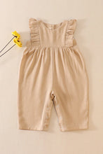 Load image into Gallery viewer, Khaki linen ruffle girl romper
