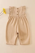 Load image into Gallery viewer, Khaki linen ruffle girl romper
