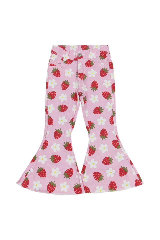 Pink strawberry  bell denim jeans