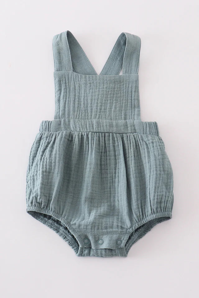 Blue Muslin Bubble Romper