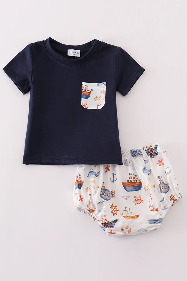 Navy Beach B Bloomer Set