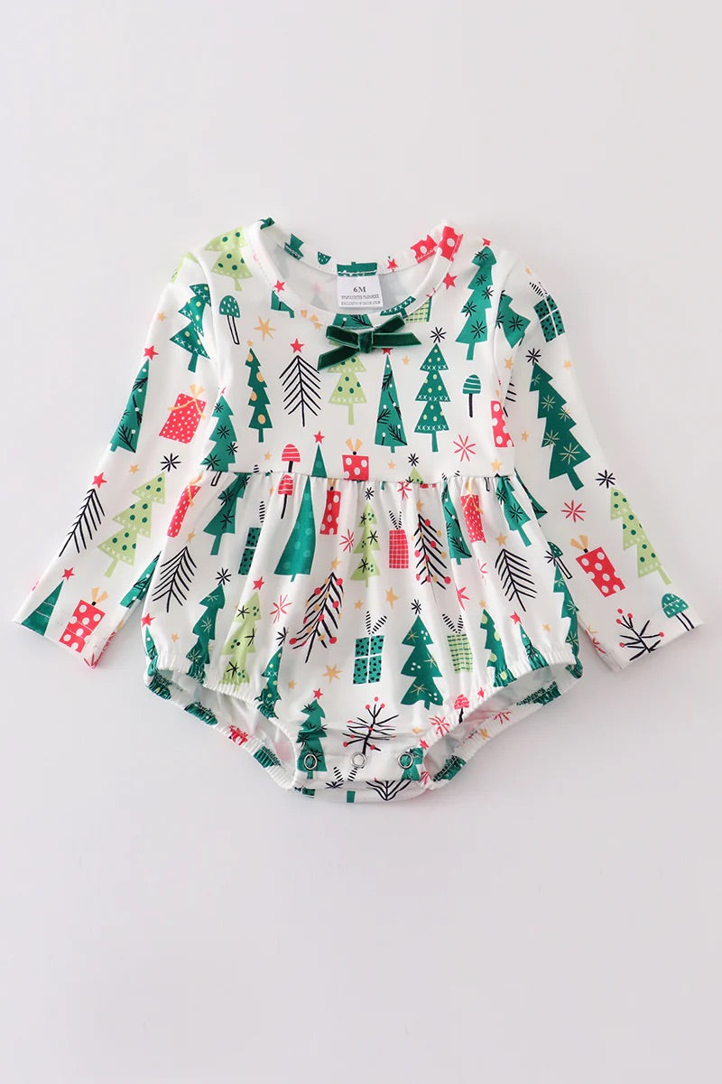 Christmas Tree Bow Romper