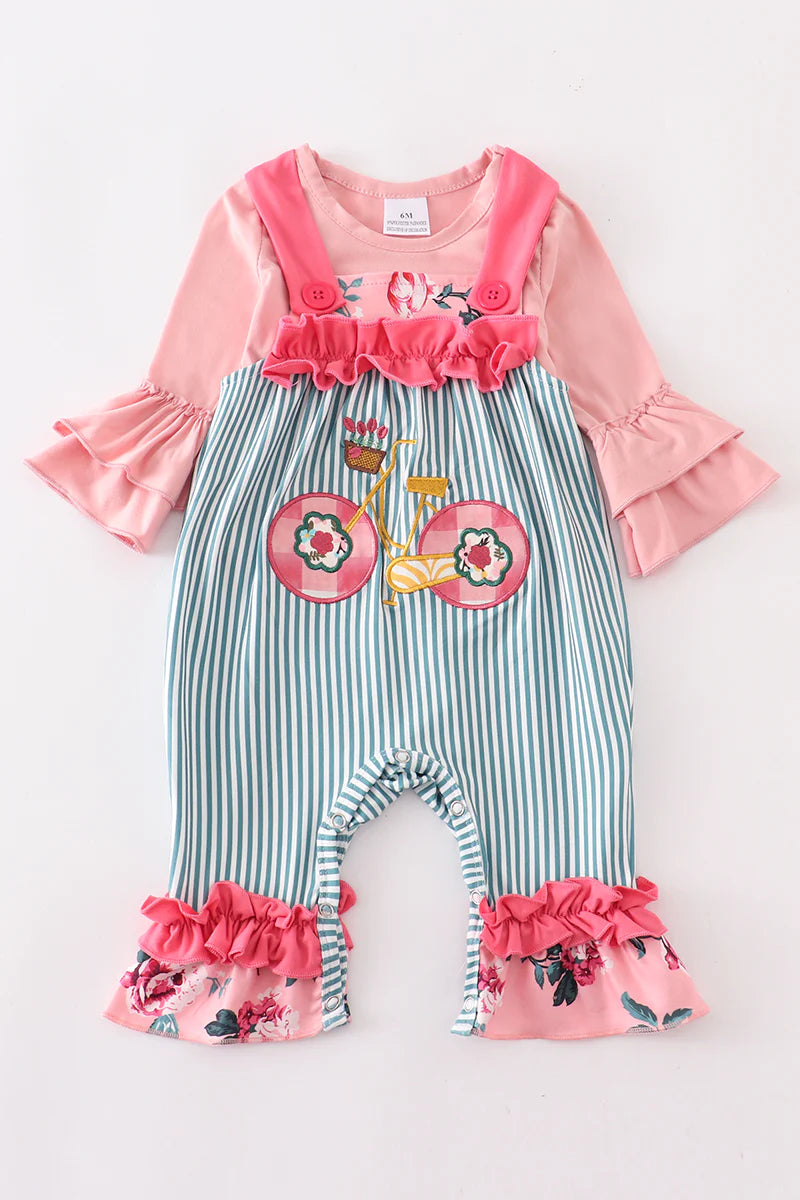 Pink Bicycle Ruffle Romper