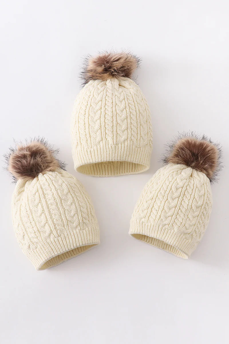 Mommy and Me Cream Beanie Hat