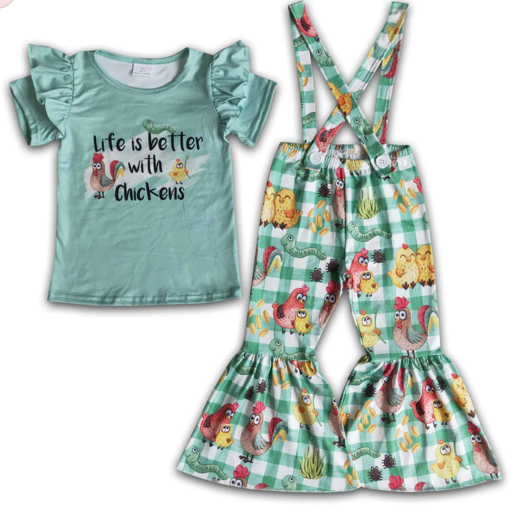 Chickens Overalls Set