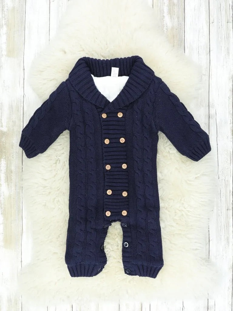 Navy Knit Romper