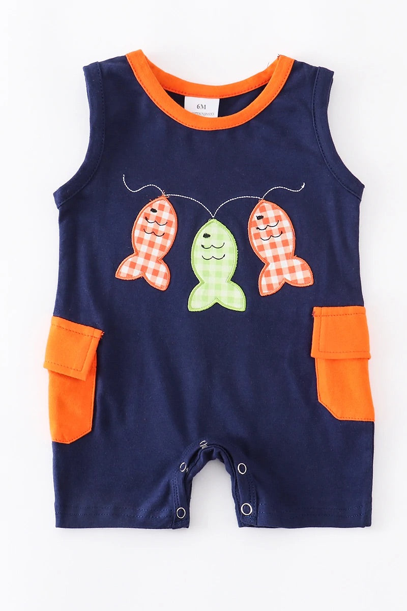 Navy Fish Romper