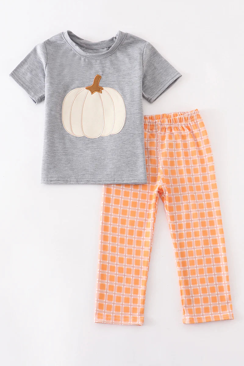 Orange Plaid Pumpkin Set