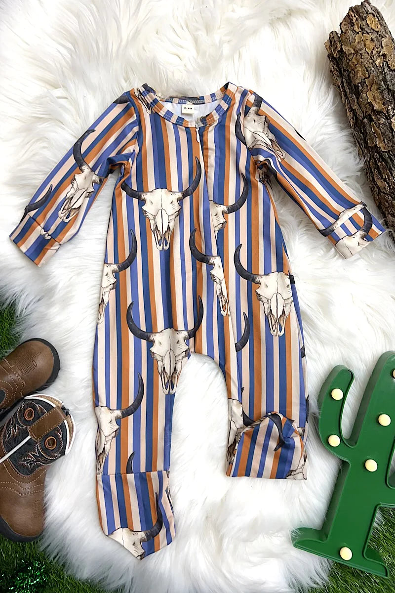 Cow Skull Stripe Onesie