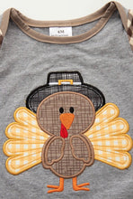 Load image into Gallery viewer, Plaid Turkey applique Romper
