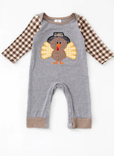 Load image into Gallery viewer, Plaid Turkey applique Romper
