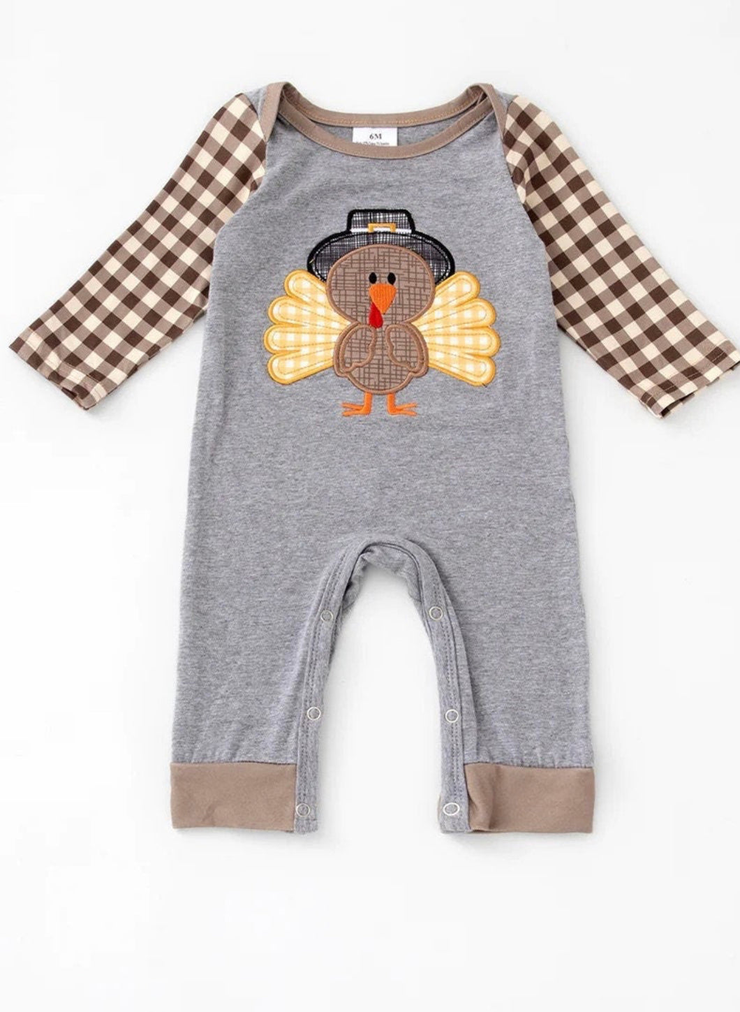 Plaid Turkey applique Romper