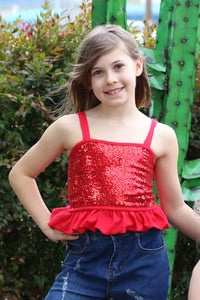 Red Sequin Tank Top