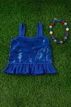 Load image into Gallery viewer, Blue sequin tank top
